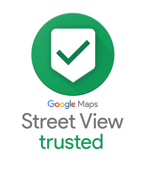 Google Maps Street View trusted logo with a green checkmark badge above the text.